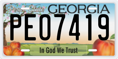 GA license plate PEO7419