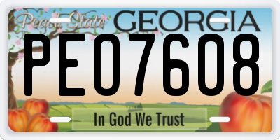 GA license plate PEO7608