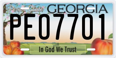 GA license plate PEO7701