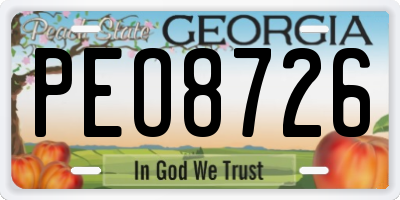 GA license plate PEO8726