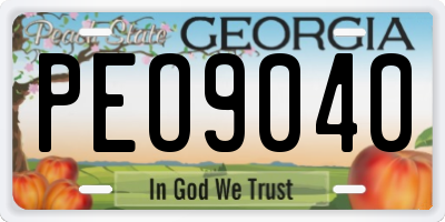 GA license plate PEO9040