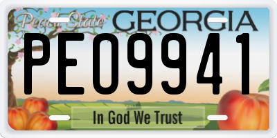 GA license plate PEO9941