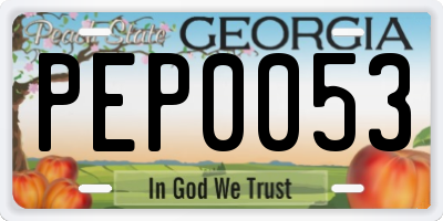 GA license plate PEP0053