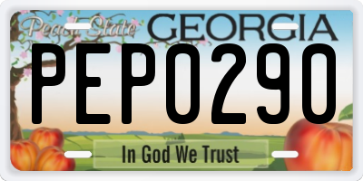 GA license plate PEP0290