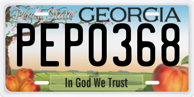 GA license plate PEP0368