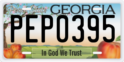 GA license plate PEP0395