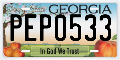 GA license plate PEP0533