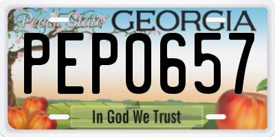 GA license plate PEP0657