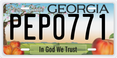 GA license plate PEP0771