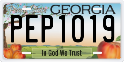 GA license plate PEP1019