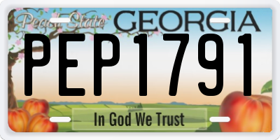 GA license plate PEP1791