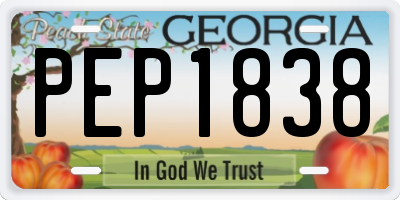 GA license plate PEP1838