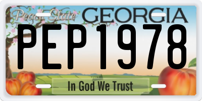 GA license plate PEP1978