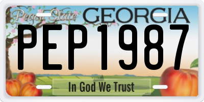 GA license plate PEP1987
