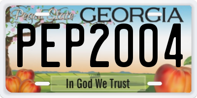 GA license plate PEP2004