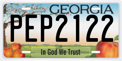 GA license plate PEP2122