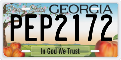GA license plate PEP2172