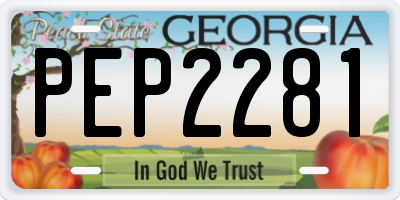 GA license plate PEP2281
