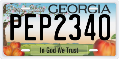 GA license plate PEP2340