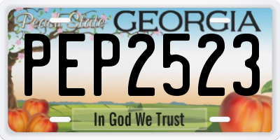 GA license plate PEP2523
