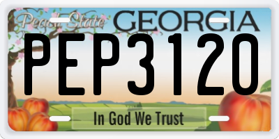 GA license plate PEP3120