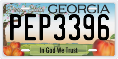 GA license plate PEP3396