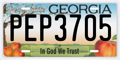 GA license plate PEP3705