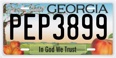 GA license plate PEP3899