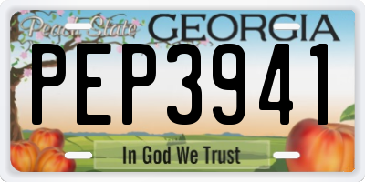 GA license plate PEP3941