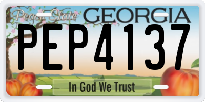 GA license plate PEP4137