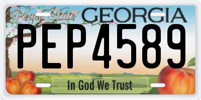 GA license plate PEP4589