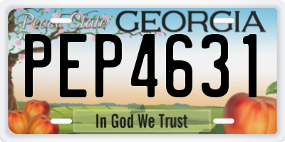 GA license plate PEP4631