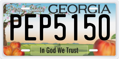 GA license plate PEP5150