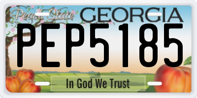 GA license plate PEP5185