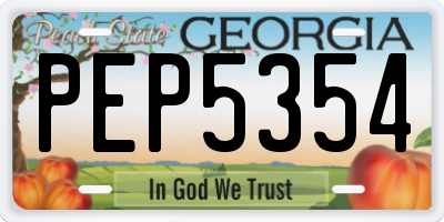 GA license plate PEP5354