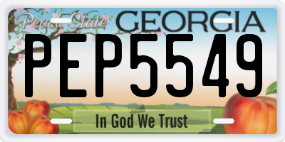 GA license plate PEP5549