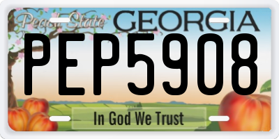 GA license plate PEP5908