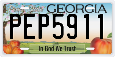 GA license plate PEP5911