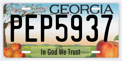 GA license plate PEP5937