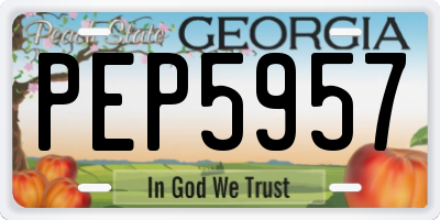 GA license plate PEP5957
