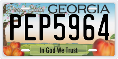 GA license plate PEP5964