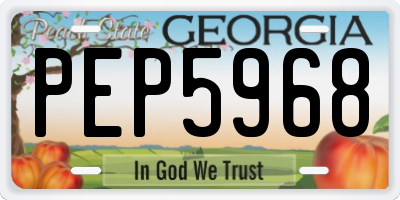 GA license plate PEP5968