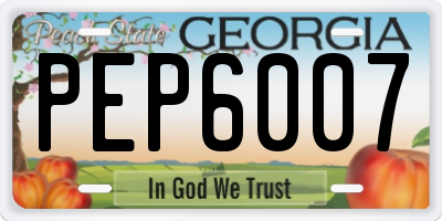 GA license plate PEP6007