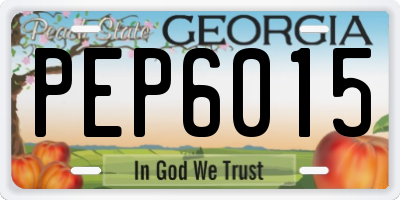 GA license plate PEP6015