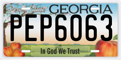 GA license plate PEP6063