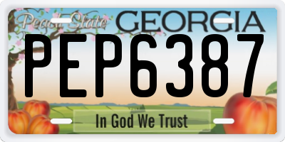 GA license plate PEP6387