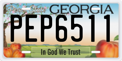 GA license plate PEP6511