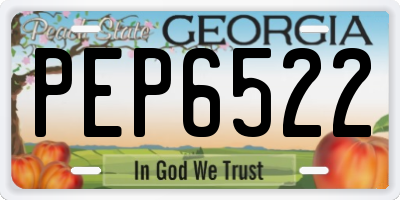 GA license plate PEP6522