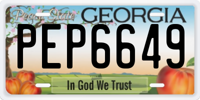 GA license plate PEP6649
