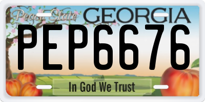 GA license plate PEP6676